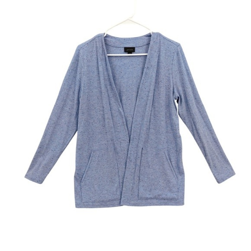 J. Jill Wearever Women Relaxed Cozy Minimalist Cardigan S Blue Ribbed Open Front
